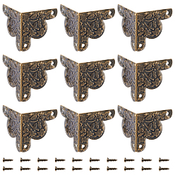 Antik Bronze Eckschutzecken aus Eisen, mit schrauben, für möbel schmuckschatulle dekoration, Antik Bronze, 30x42x21 mm, Bohrung: 2 mm, Schrauben: 8.5x4 mm, Stift: 2 mm, 50sets / box