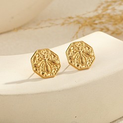 Octagon 304 из нержавеющей стали серьги, золотые, насекомые, восьмиугольник, 20x20 мм