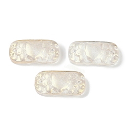 Кукурузный Шелк Подвески из прозрачного стекла, окрашенные распылением, звенья изогнутого прямоугольника, цвет колоса кукурузы, 25x12x6.5 мм, отверстие : 1.4 мм