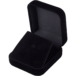 Черный Квадратные бархатные коробки для хранения браслетов с черной внутренней частью, чёрные, 5.85x5.35x2.5 см