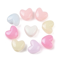 (52) Непрозрачная лаванда Пластиковые бусины, имитация желейных бусин, сердце, разноцветные, 9.5x11.5x7 мм, отверстие : 4 мм, 1250 шт / 500 г