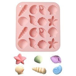 Pink 1шт 16 наборы силиконовых форм, форма ракушки, раковины и морские звезды, инструменты для шлифования капельного клея, формы для шоколадного торта с решеткой для льда, розовые, 175x155x20 мм