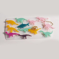 Белый Силиконовые формы для подвески своими руками, формы для литья смолы, динозавр, белые, 120x238x7 мм, отверстие : 2 мм, внутренний диаметр: 23~34.5x64~68 мм