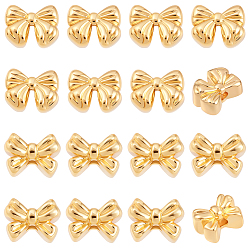 Настоящее золото 18K 20 шт 2 стили латунные бусины, бантом, без никеля , реальный 18 k позолоченный, 7~7.5x9.5~10x4.8~5 мм, отверстие : 1.6 мм, 10 шт / стиль