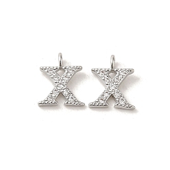 Letter X Буквица латунные микро проложить кубического циркония подвески, Письмо X, 9~10x4~10x1.5~2 мм, отверстие : 1.5 мм
