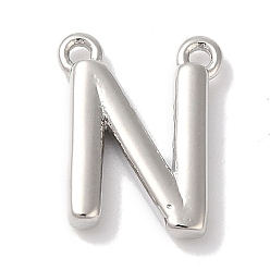 Letter N Стойки обшивки латунные подвески, долговечный, без свинца и без кадмия, письмо амулеты, платина, Письмо N, 11x9x2 мм, отверстие : 1 мм