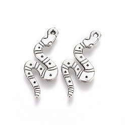 Античное Серебро Тибетский стиль сплава цинка подвески, змея, античное серебро, 26x11.5x1.7 мм, отверстие : 1.2 мм