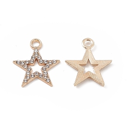 Light Gold Сплава кристалла горный хрусталь подвески, звезды прелести, золотой свет, 20.5x17.5x2 мм, отверстие : 2.3 мм
