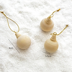 Круглые Рождественские подвесные украшения из дерева, для подвесных украшений на елку, круглые, 40x35 мм, 3 шт / комплект