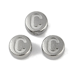Letter C Антикоррозийные 304 шарики из нержавеющей стали, плоские круглые с буквы, цвет нержавеющей стали, буква С, 7x3.8 мм, отверстие : 1.8 мм