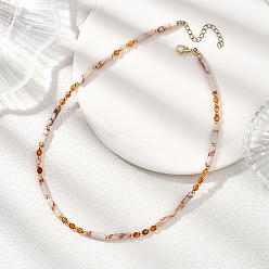 Золотой Женские ожерелья из натурального красного сетчатого камня и граненых круглых бусин красного агата, золотые, 16.26 дюйм (41.3 см)