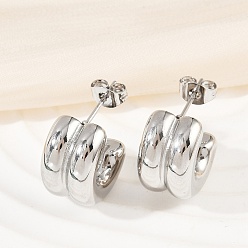 Нержавеющая Сталь Цвет 304 серьги-гвоздики из нержавеющей стали c-образной формы, цвет нержавеющей стали, 15.5x9.5 мм