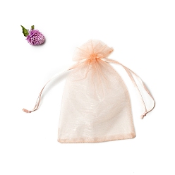 Фора Прямоугольные сумки для хранения подарков из органзы на шнурке, оранжевые, 18x13 см