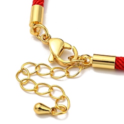 Red Nylon Cords Bracelet Makings Fit for Connector Charms, with Brass Findings and 304 Stainless Steel Lobster Claw Clasps, Long-Lasting Plated, Red, 6-1/2~6-3/4 inch(16.5~17cm), Hole: 1.8mm