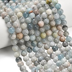 Аквамарин Природные Аквамарин бисер нитей, круглые, сгладить, 8 мм, отверстие : 1.2 мм, около 50 шт / нитка, 15.08''~15.28'' (38.3~38.8 см)