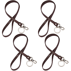 Кокосово-Коричневый 4Шт. ремешок на шею из искусственной кожи, с карабинами из сплава и кольцами для ключей, кокосового коричневый, 470~475x10 мм