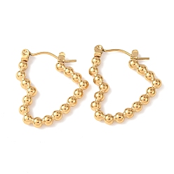 Золотой Ионное покрытие (ip) сердце 304 серьги-кольца из нержавеющей стали для женщин, золотые, 23x21x2.6 мм, штифты : 0.6 мм