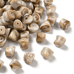 Цвет Древесины Акриловые шарики Gemstone имитация, самородки, два тона, деревесиные, 16x20x17~17.5 мм, отверстие : 2.5 мм, Около 125 шт / 500 г