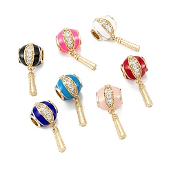 Mixed Color Brass Micro Pave Clear Cubic Zirconia Pendants, with Enamel, Long-Lasting, Real 18K Gold Plated, Mixed Color, 27mm, Hole: 4.5mm