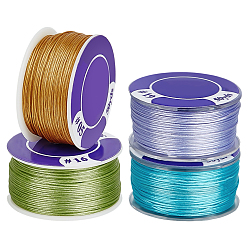 (52) Непрозрачная лаванда 4 рулоны 4 цвета нейлоновые нити со специальным покрытием для бисера, разноцветные, 0.1 мм, о 50 ярдов / крен, 1 рулон / цвет