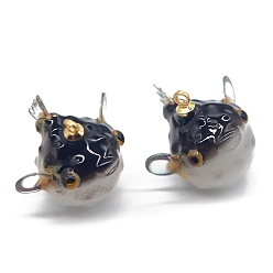 Шифер Серый Непрозрачные подвески смолы, прелести в виде рыбы-баллона, шифер серый, 19.4x17.4 мм