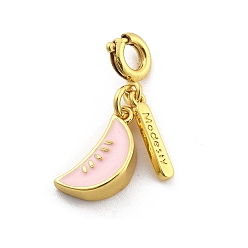 Cantaloupe Латунная эмалевая подвеска с фруктами, прямоугольник со словами скромность доброта и пружинные застежки кольца подвески украшения, мускусная дыня, 23 мм