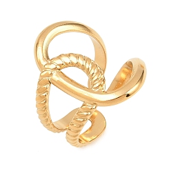 Золотой 304 открытые кольца-манжеты из нержавеющей стали для женщин, золотые, 21 мм, размер США 6 3/4 (17.1 мм)