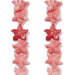 Морская звезда Нити синтетических бусин, окрашенных в коралловый цвет, помидор, морская звезда, 21x21x8.5 мм, отверстие : 1 мм, около 20 шт / нитка, 13.39'' (34 см)