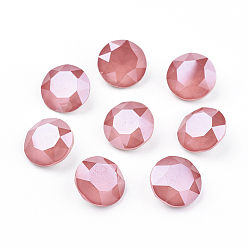 Гиацинт Заостренные задние и задние боковые кабошоны из стразного стекла, класс А, имитация нефрита, стиль мокко, граненые, плоско-круглые, гиацинт, 8x4.5 мм