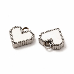Stainless Steel Color 304 Stainless Steel Heart Charms, with White Shell, Stainless Steel Color, 12x11x3mm, Hole: 2mm