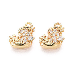 Прозрачный Латунные микро проложить кубического циркония прелести, ботинки, долговечный, без никеля , реальный 18 k позолоченный, прозрачные, 11.5x10x3 мм, отверстие : 1.4~1.5 мм