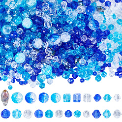 (52) Непрозрачная лаванда Прозрачные стеклянные бусины, граненые, разнообразные, разноцветные, 4~13x4~10x4~10 мм, отверстие : 1~1.6 мм