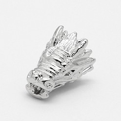 Платина Дракон глава сплава бусины, платина, 15x12.5x12 мм, отверстие : 2 мм