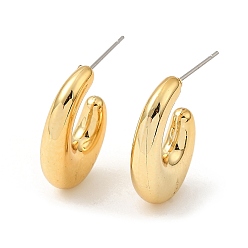 Golden Plated Teardrop Acrylic Stud Earrings, Half Hoop Earrings with 316 Surgical Stainless Steel Pins, Golden Plated, 23x5.5mm