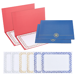 Mixed Color DIY Certificate Holder Sets, Diploma Holders, with Document Covers with Gold Foil Border and Letter Size Blank Paper, Office Products, Mixed Color, 31.6x21.8x0.8cm, 4pcs/set