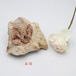 Персиковый Слойка Серьги-гвоздики из сплава и стекла, овальные цепи бордюров, розовые, 60x35 мм