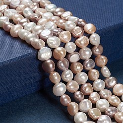 Seashell Color Natural Cultured Freshwater Pearl Beads Strands, Two Sides Polished, Nuggets, Seashell Color, 4~7x6~8x3.5~5mm, Hole: 0.6mm, about 43pcs/strand, 13.19 inch