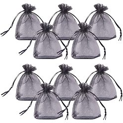 Черный Сумочки из органзы, прямоугольник с лентами, чёрные, 9x7 см