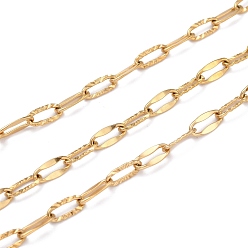 Настоящее золото 18K Вакуумное покрытие pvd 304 цепи из нержавеющей стали, с катушкой, пайки, реальный 18 k позолоченный, 10~10.5x4.5~5x1 мм, 10.93 ярдов (10 м) / рулон