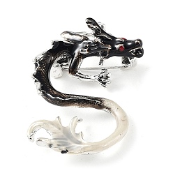 Черный Булавки с эмалью дракона, броши из сплава со стразами для унисекс, античное серебро, чёрные, 46x33x16 мм