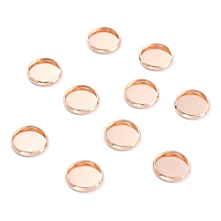 Розовое Золото 304 Настройки нержавеющей стали кабошон, чашки безель с краями, плоско-круглые, розовое золото , 12x2 мм лоток: 10 мм