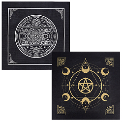Mixed Patterns 2Pcs 2 Style Non-woven Square Altar Tarot Tablecloth, Pentagram Sun Moon Tablecloth, Mixed Patterns, 490x490x0.3mm, 1pc/style