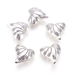 Античное Серебро Сплавочные овальные бусины тибетского стиля , без кадмия, без никеля и без свинца, сердце, античное серебро, 25x24x12 мм, отверстие : 2 мм