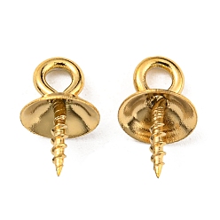 Настоящее золото 18K 304 поручни из нержавеющей стали, плоско-круглые, реальный 18 k позолоченный, 10.5x6 мм, отверстие : 1.8 мм, штифты : 1.5 мм