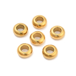 Настоящее золото 14K 304 из нержавеющей стали разделительные бусины, рондель, реальный 14 k позолоченный, 9x4 мм, отверстие : 4.5 мм