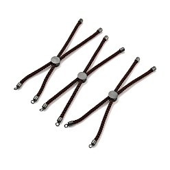 Сиена Наполовину готовые браслеты-слайдеры из скрученной миланской веревки, с реечным покрытием на концах шнура из латуни и открытой петлей, без кадмия и без свинца, для изготовления браслета с соединителем, металлический черный , цвет охры, 222~230x3 мм