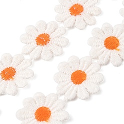 White Polyester Ribbons, Daisy, Garment Accessories, with Plastic Spools, White, 1 inch(25mm), about 7.00 Yards(6.4m)/Roll