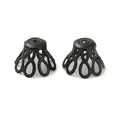 Черный 304 из нержавеющей стали шарик крышки, цветок, чёрные, 10x6 мм, отверстие : 0.9 мм