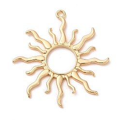 Настоящее золото 18K Латунные большие кулоны, без кадмия, без никеля и без свинца, солнечный луч, реальный 18 k позолоченный, 51.5x47.5x2 мм, отверстие : 2.5 мм