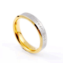 Золотой & Цвет Нержавеющей Стали Слово навсегда любовь нержавеющая сталь парные кольца, на день Святого Валентина, золотые и нержавеющая сталь цвет, размер США 5 (15.7 мм)